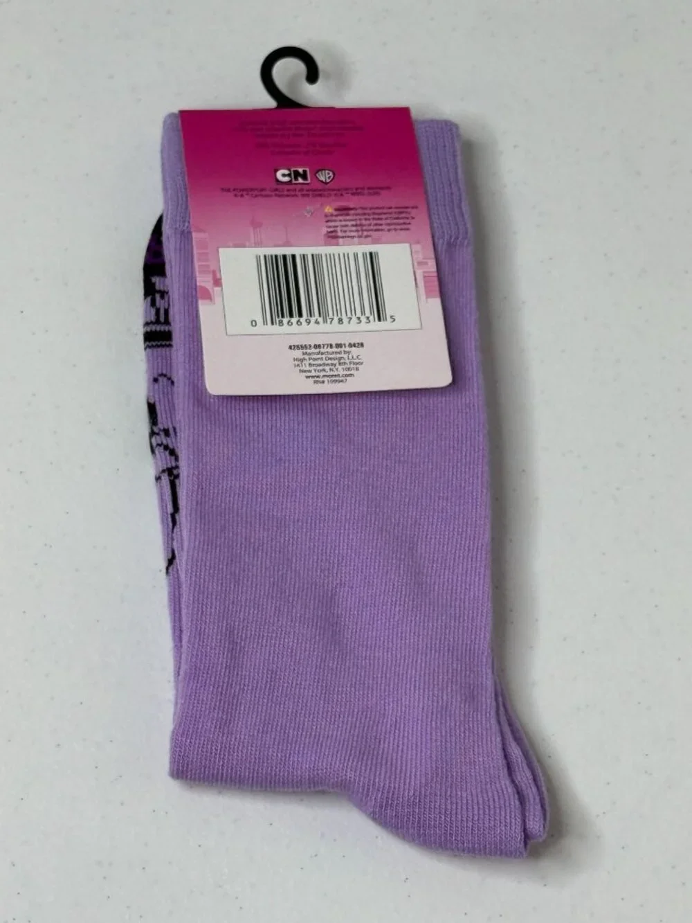 Powerpuff Girls Crew Socks Purple Adult 6.5-12 Cartoon NWT